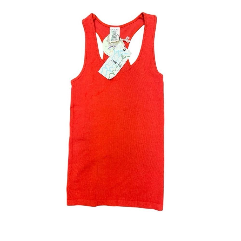 NWT Red Ribbed Racerback Tank Top Fitted Stretch Basic Layering Top - Picture 5 of 6